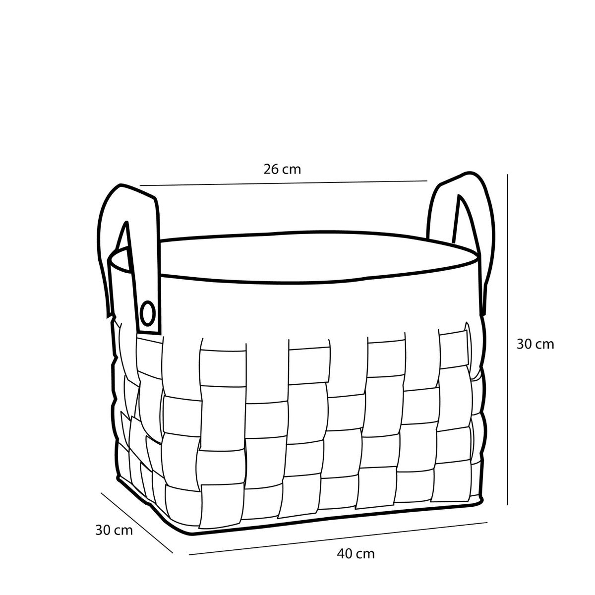 Opbergmand - Set van 3 - L40 x B30 x H30 cm - Kurk/Vilt - Bruin