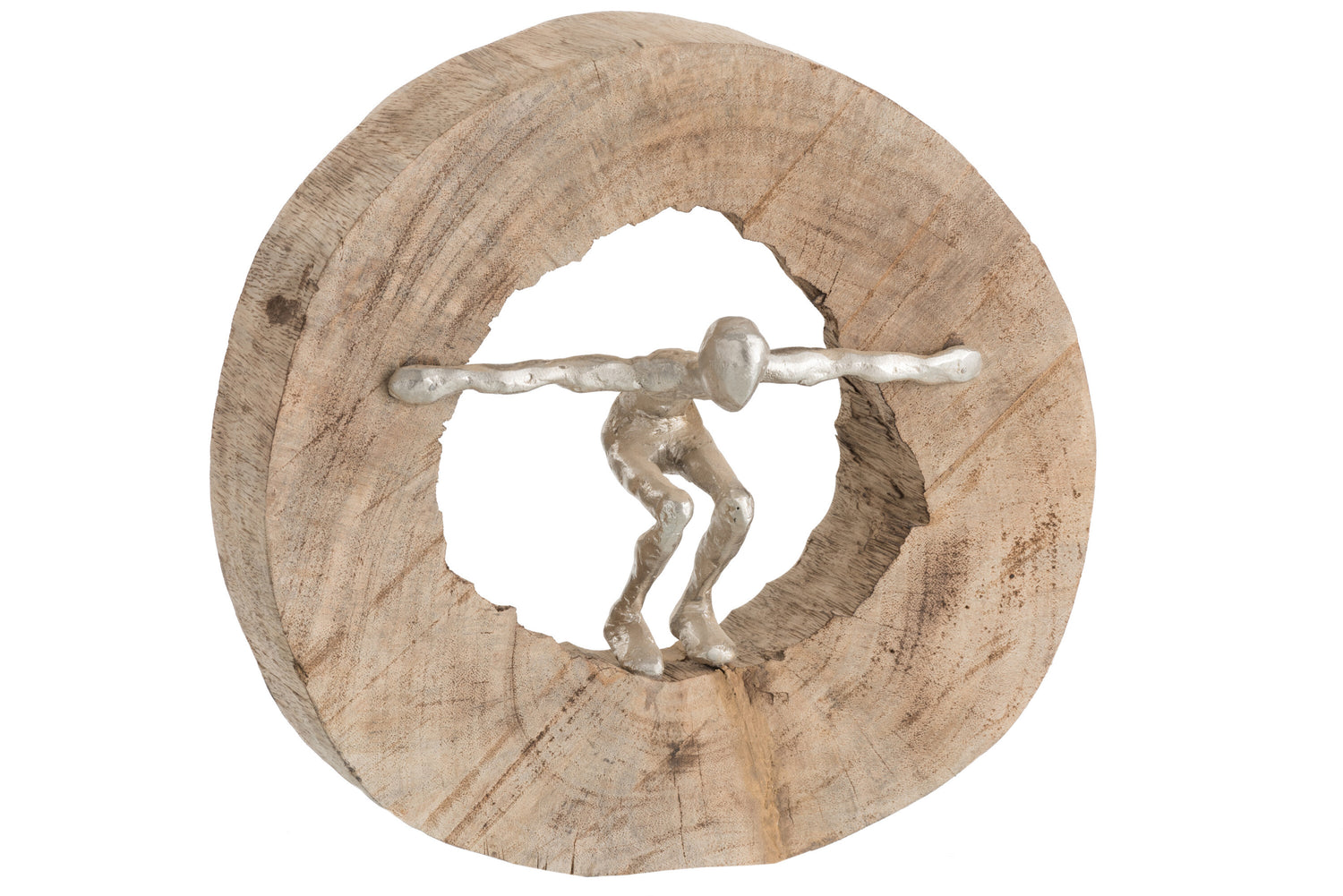 J-Line Figuur Springen Hout/Aluminium Naturel/Zilver