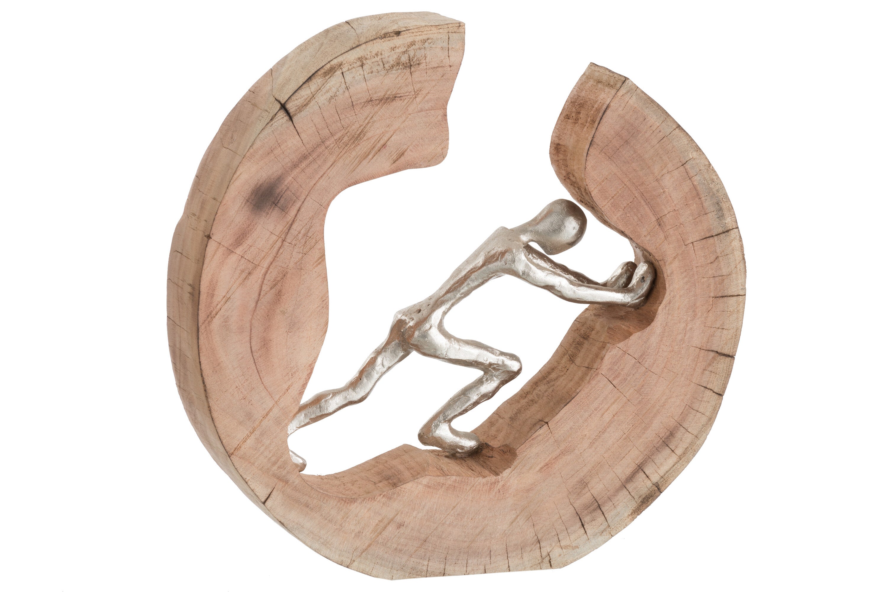 Figuur Duwen Hout/Aluminium Natuurlijk/Zilver