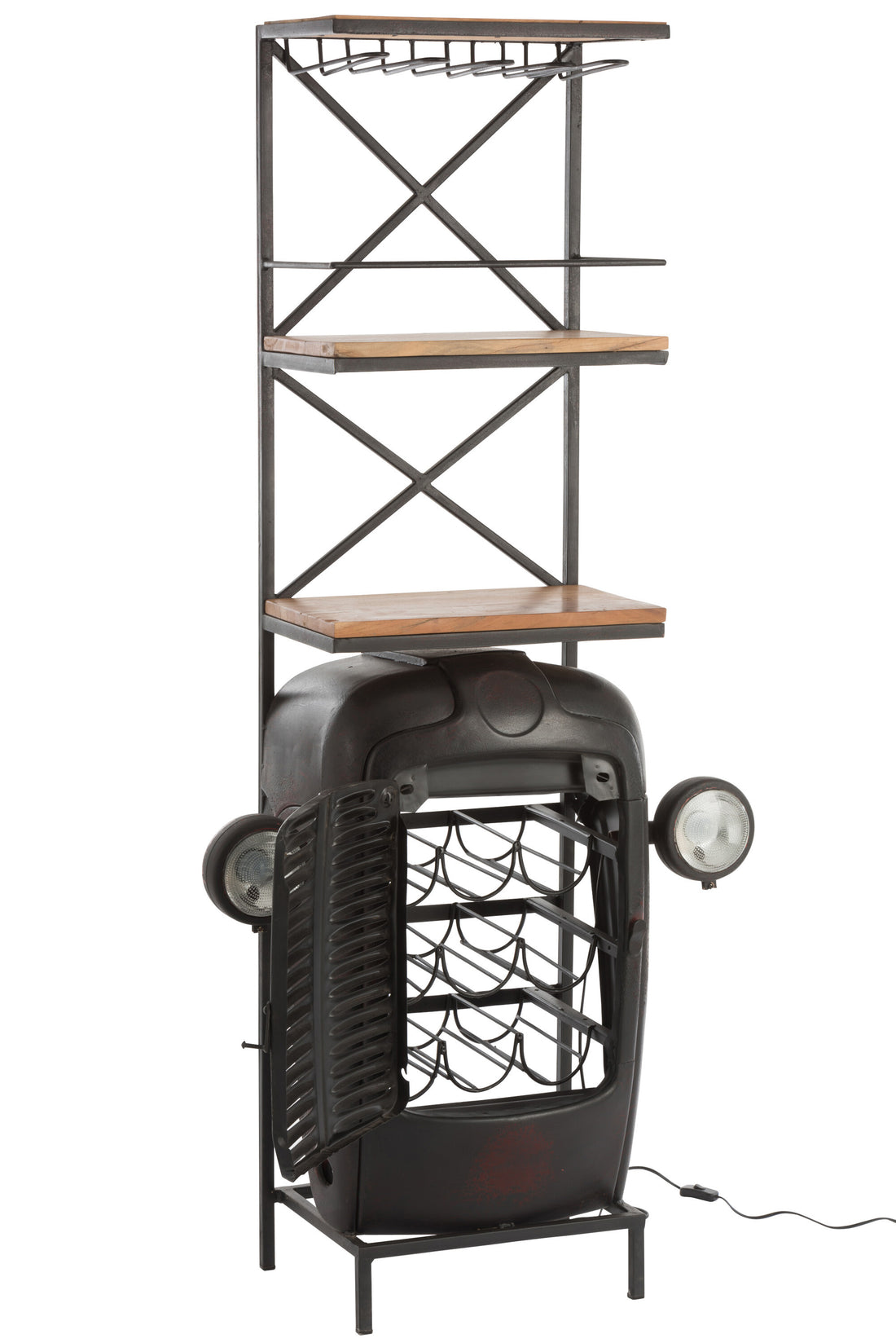 Bar Tractor Voorkant Metaal/Hout Zwart/Natuurlijk