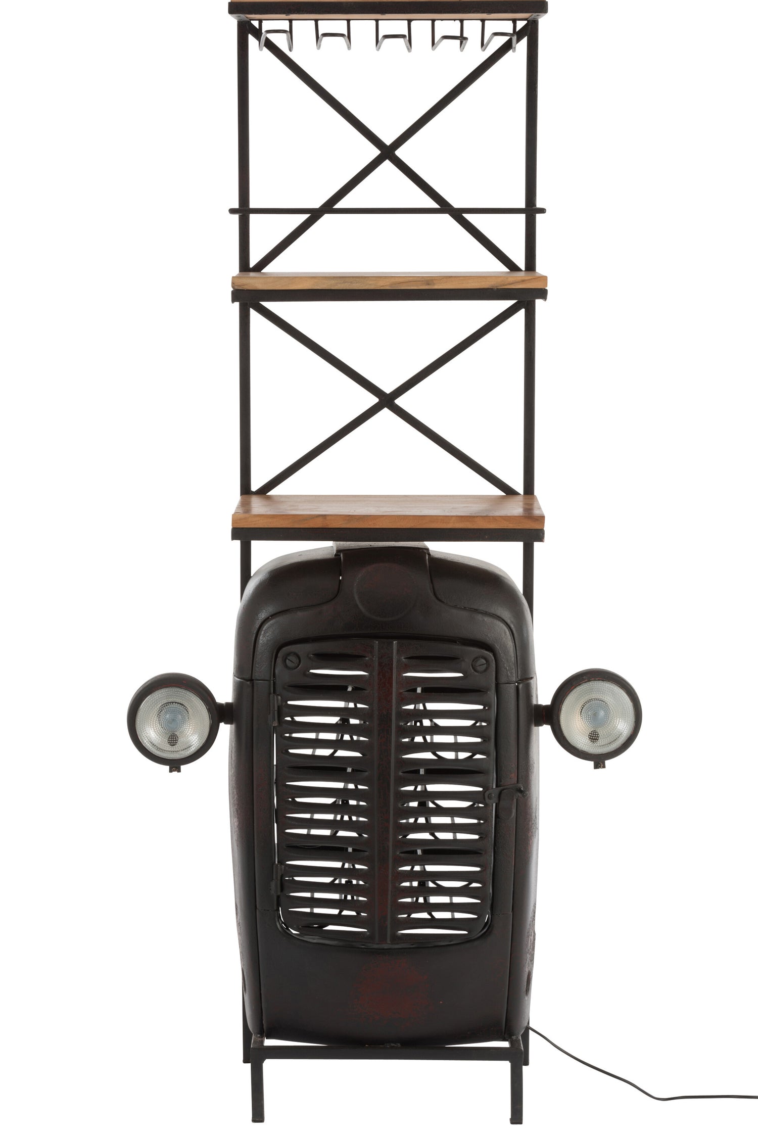 Bar Tractor Voorkant Metaal/Hout Zwart/Natuurlijk