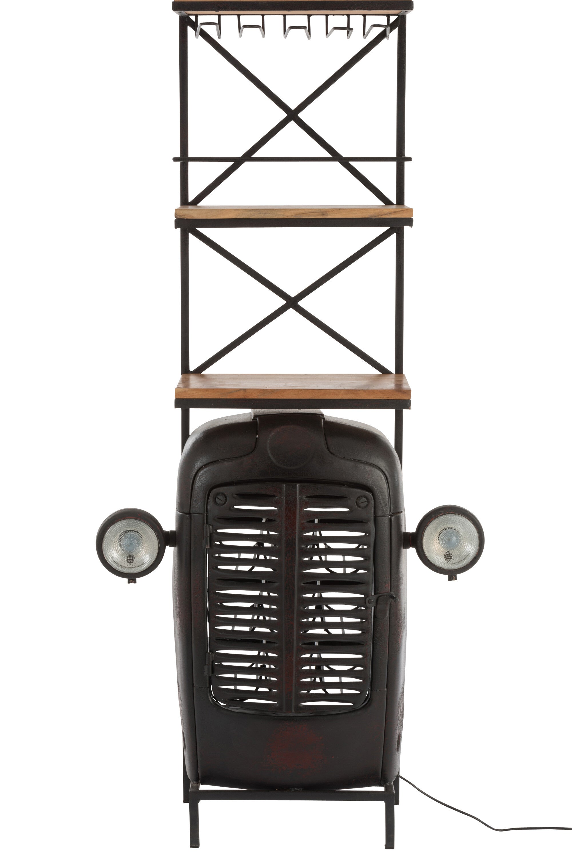 Bar Tractor Voorkant Metaal/Hout Zwart/Natuurlijk