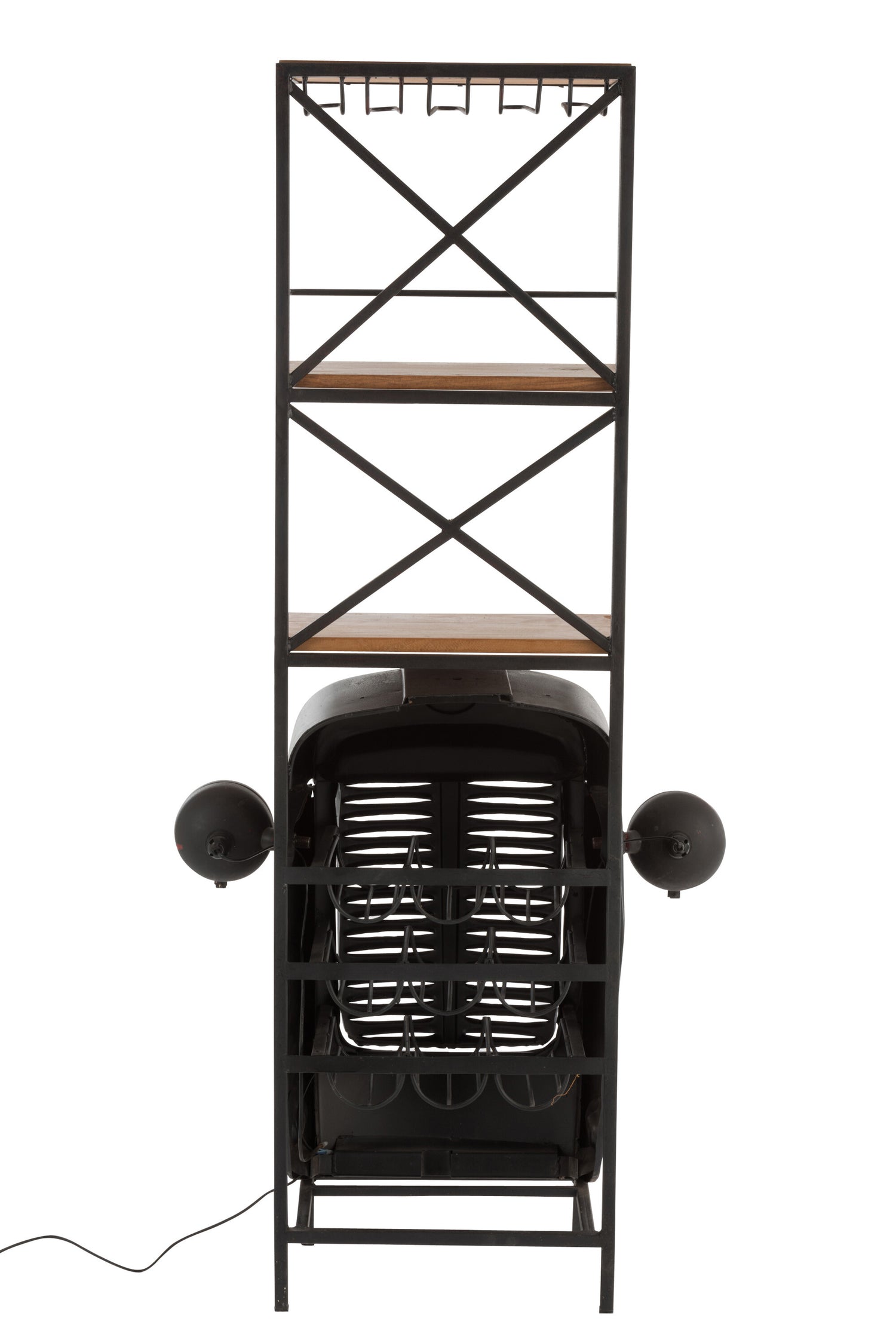 Bar Tractor Voorkant Metaal/Hout Zwart/Natuurlijk