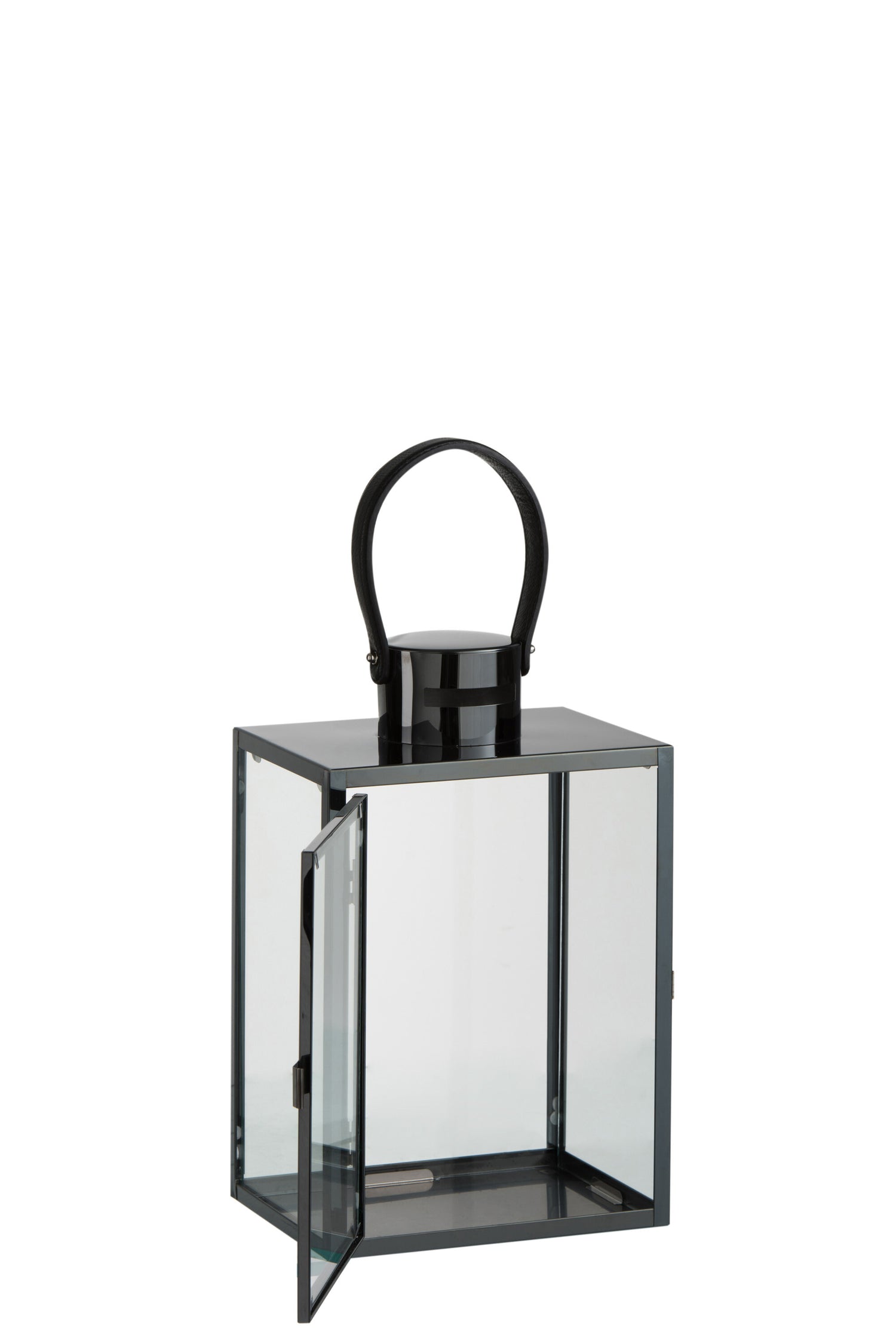 J-Line lantaarn Rechthoekig - metaal/glas - zwart