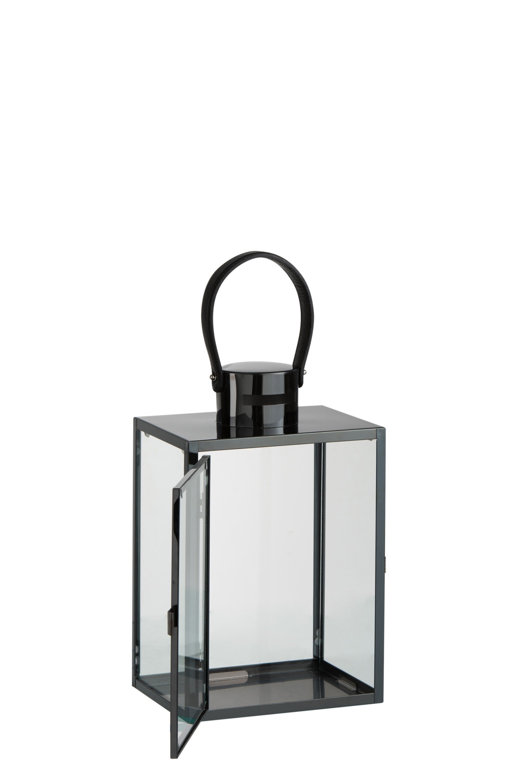 J-Line lantaarn Rechthoekig - metaal/glas - zwart