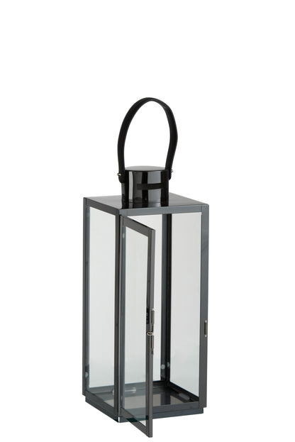 Lantaarn Vierkant Staal/Glas Zwart