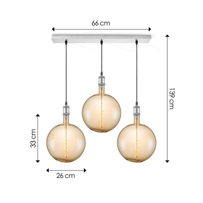 hanglamp chroom vintage Globe 3 LED -dimbaar E27 amber