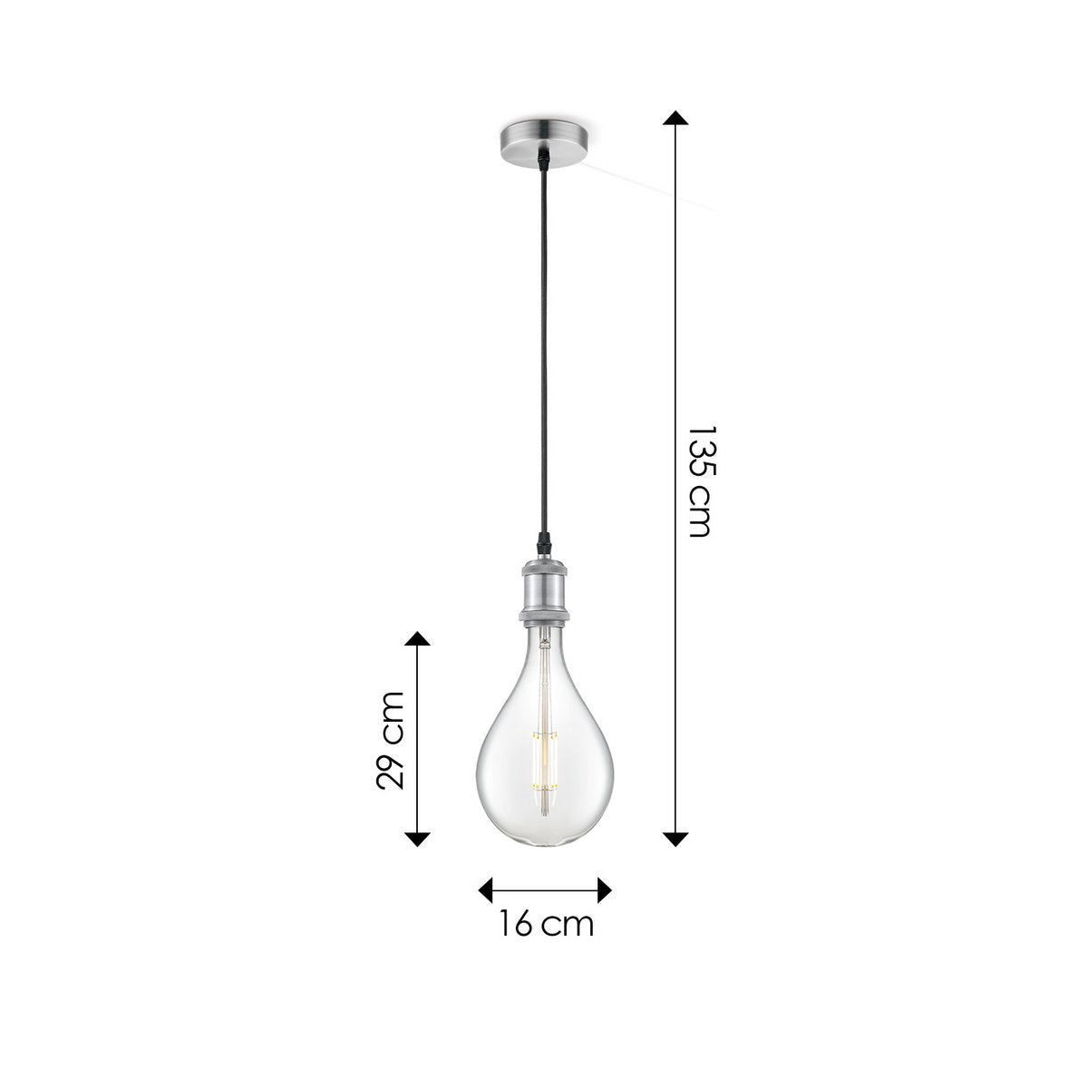 hanglamp chroom vintage Pear G160 dimbaar E27 helder