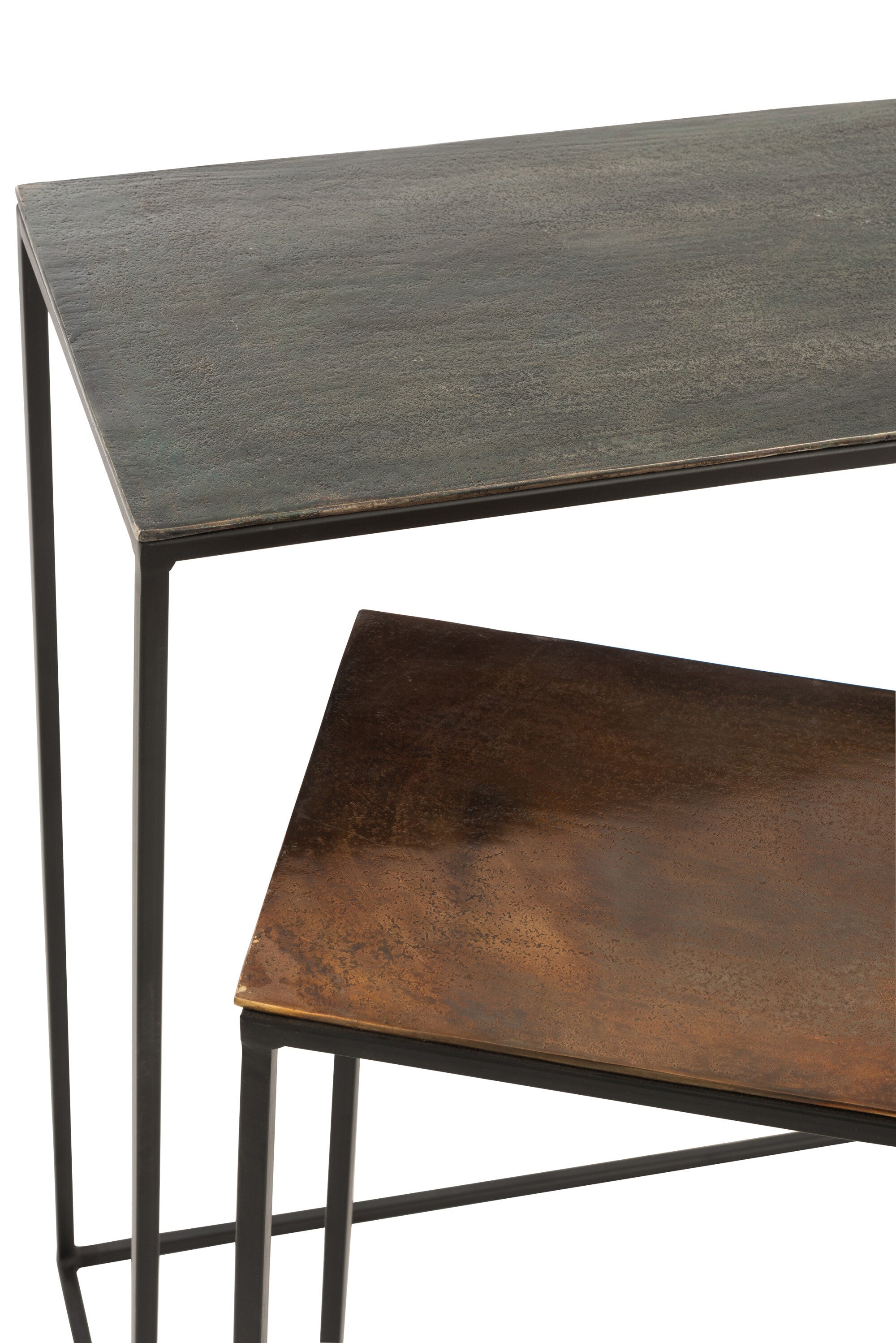 Set van 2 rechthoekige aluminium zwarte/mix consoles