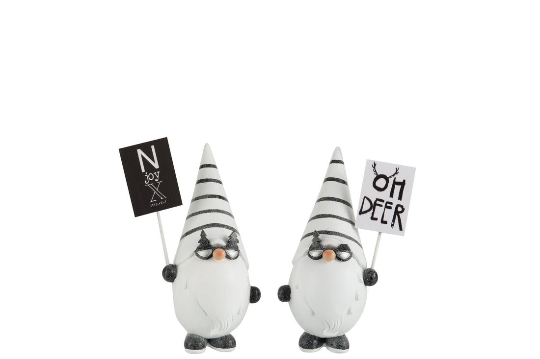 Kerstman + Placard Poly Zwart/Wit Kleine Assortiment Van 2