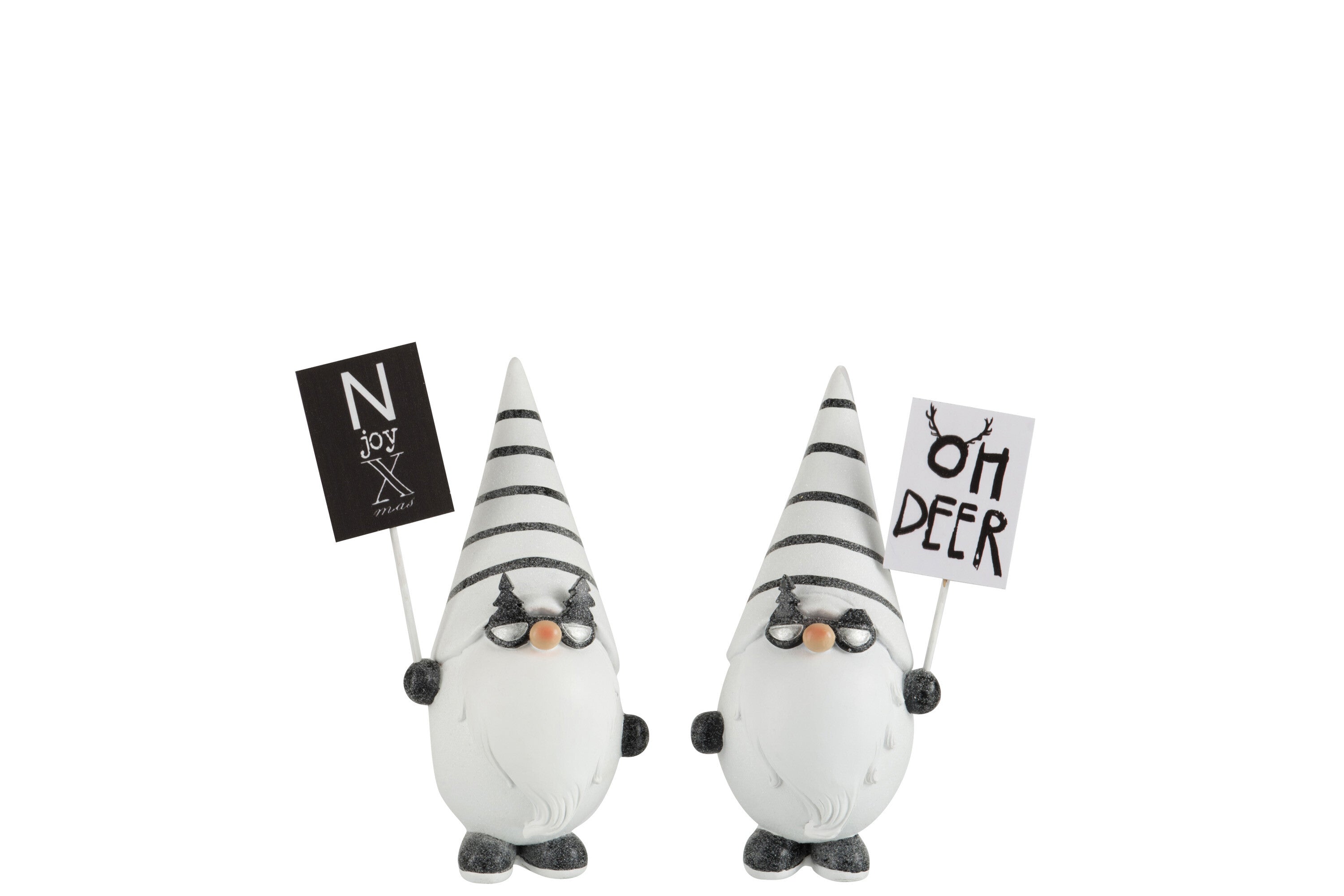 Kerstman + Placard Poly Zwart/Wit Kleine Assortiment Van 2