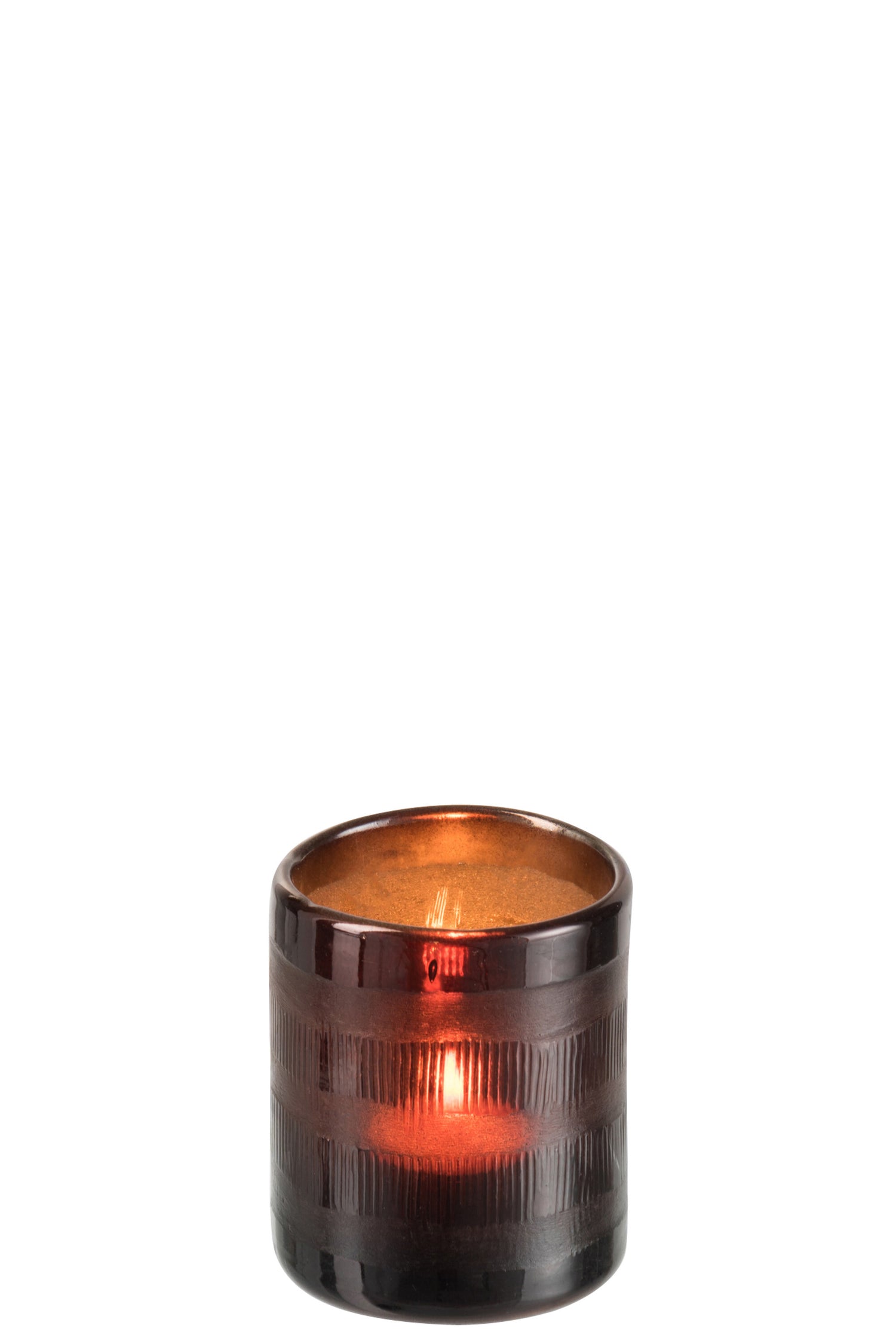 J-Line lantaarn Cilinder Glas Bruin Small