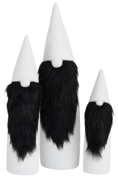 Kerstman Keramiek/Nepbont Zwart/Wit Groot