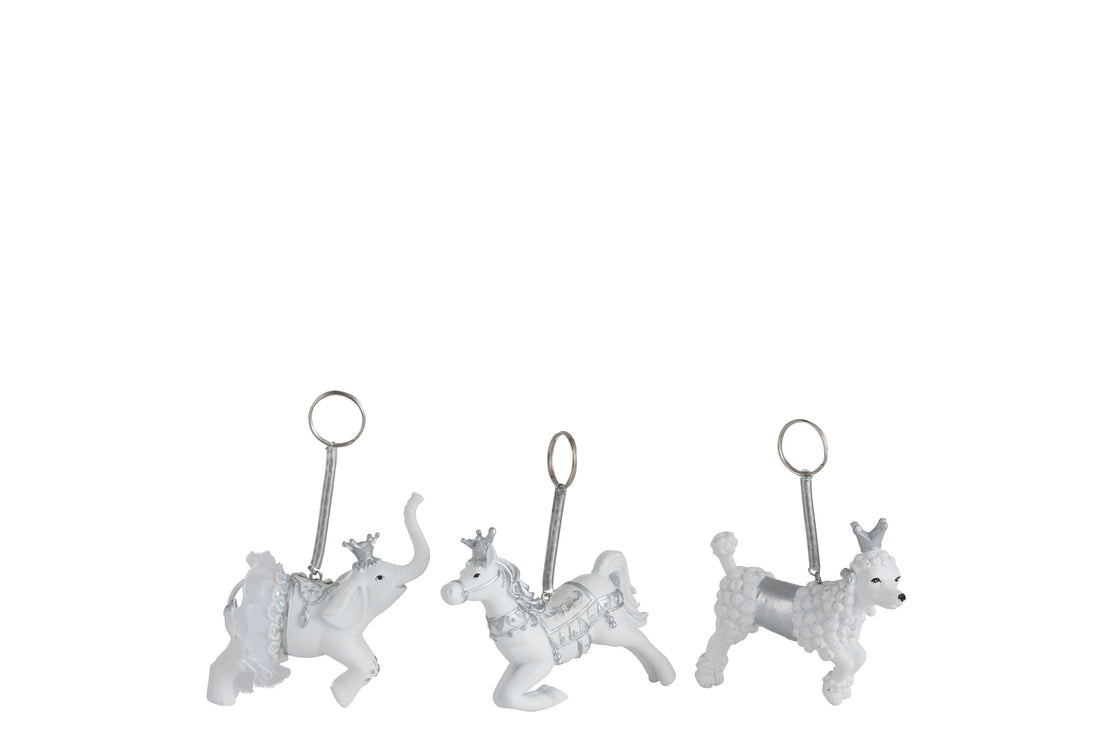 Hanger Dier Poly Wit/Zilver Assortiment Van 3