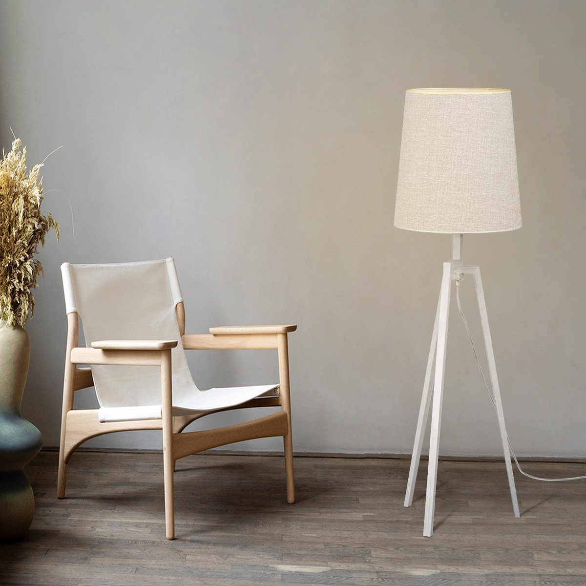 Woody 130 Vloerlamp White Wash - Moderne Vloerlamp