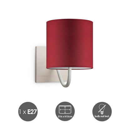 Wandlamp - Beach inclusief Lampenkap E27 rood 16x15cm