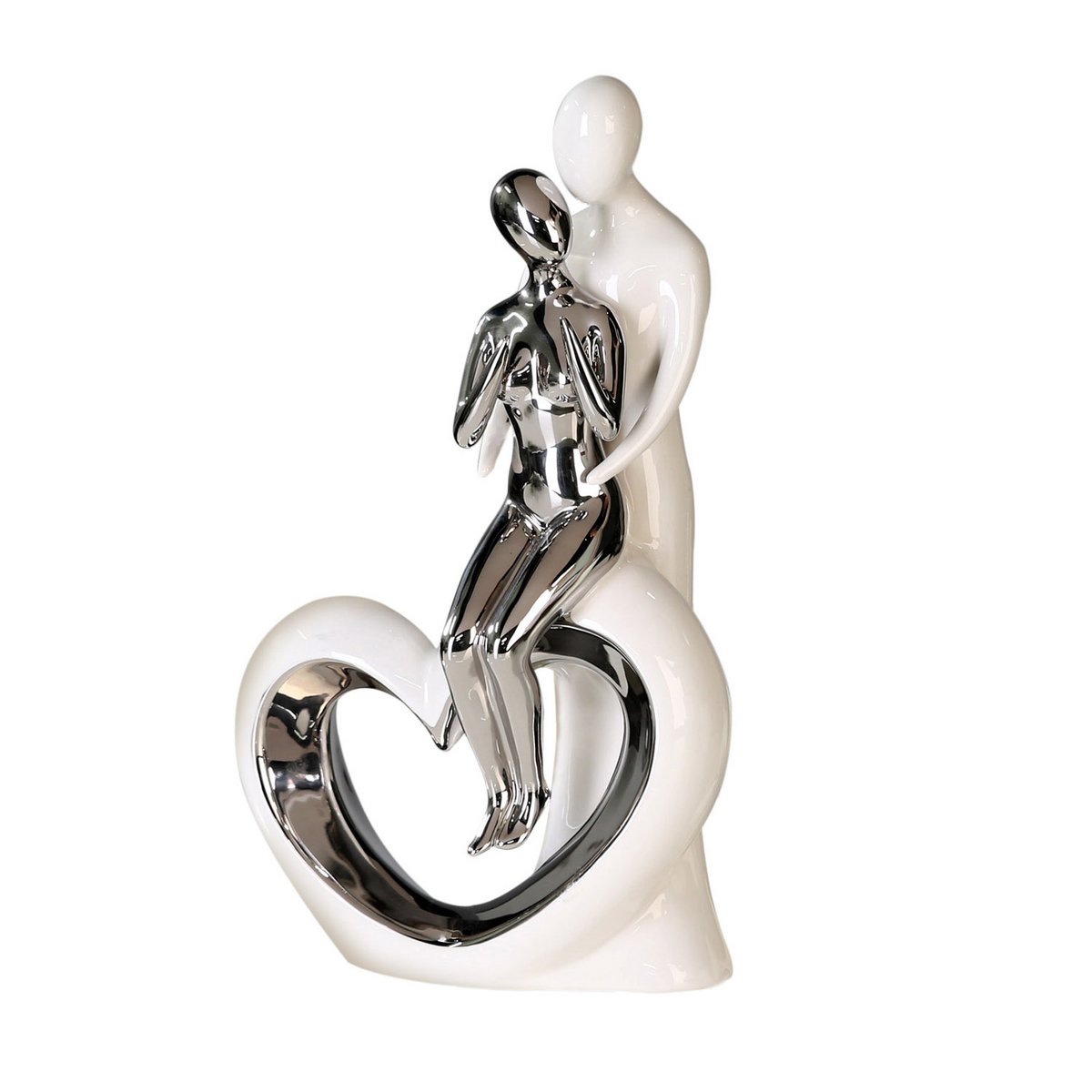 Keramisch beeld &quot;Romance&quot; wit/zilver, hoogte 33,5cm