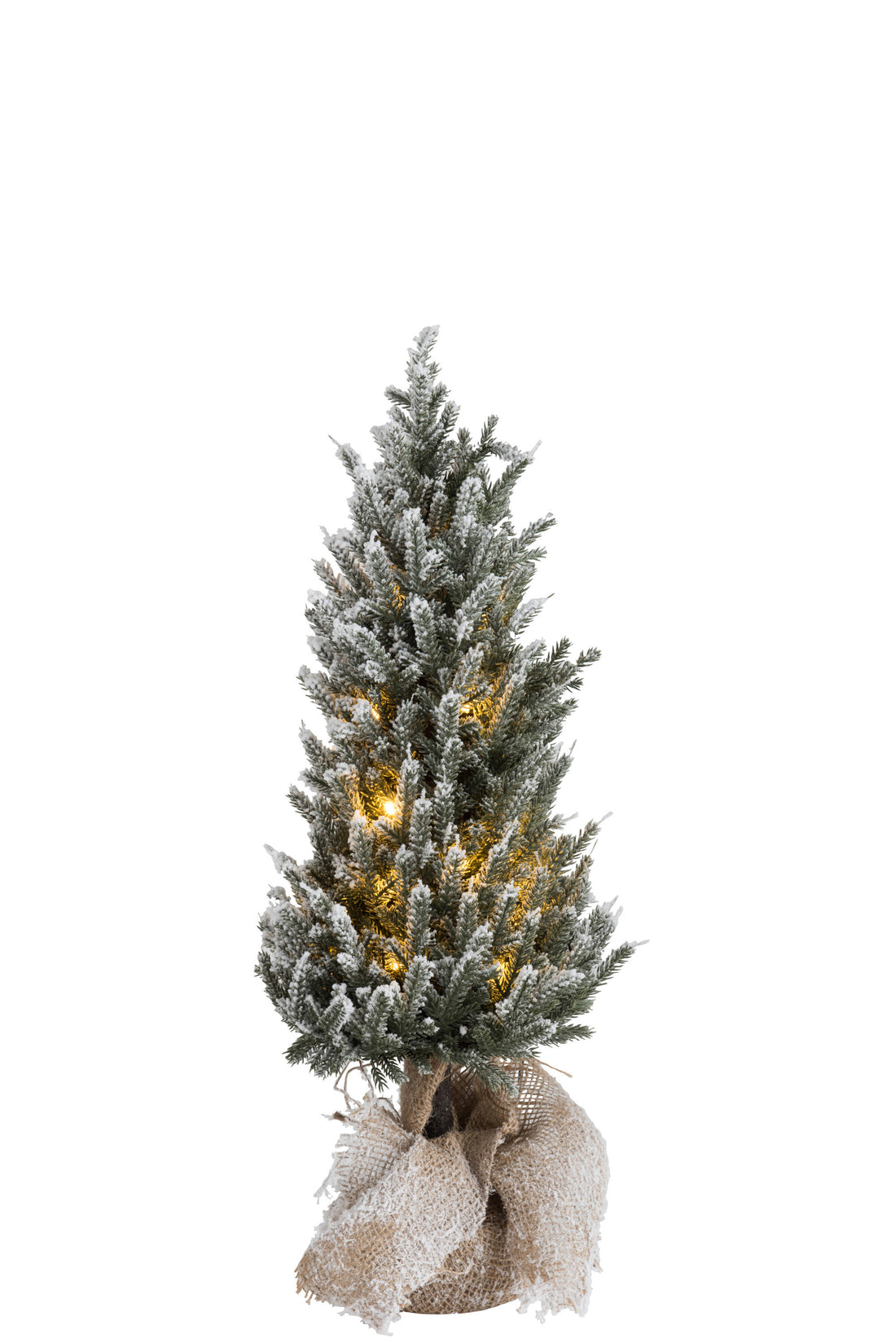 J-Line Christmas Tree+Led+Pot Jute Plastic Snowy Green Medium