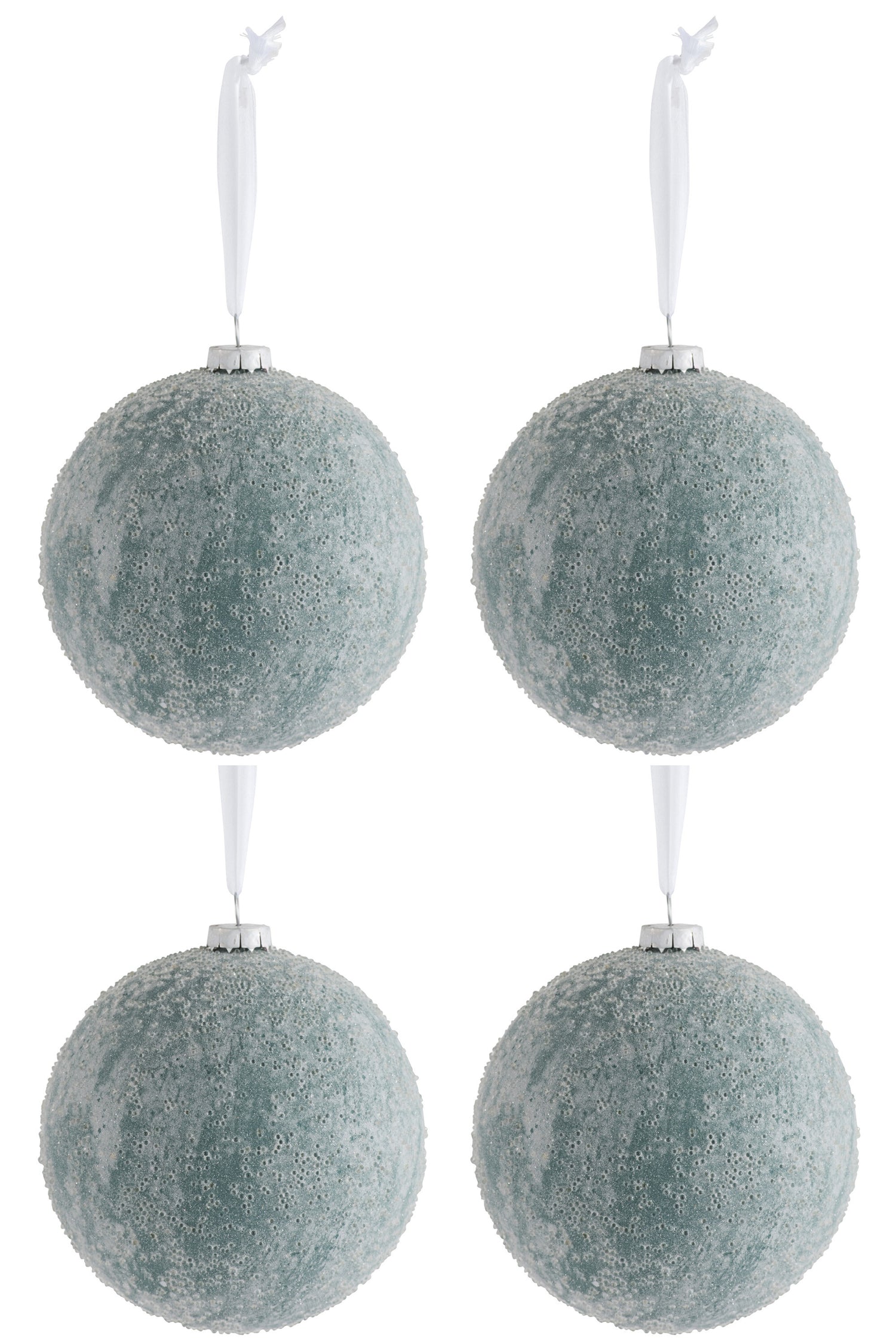 J-Line Box Of 4 Christmas Ball Glass Ice Green/White Large