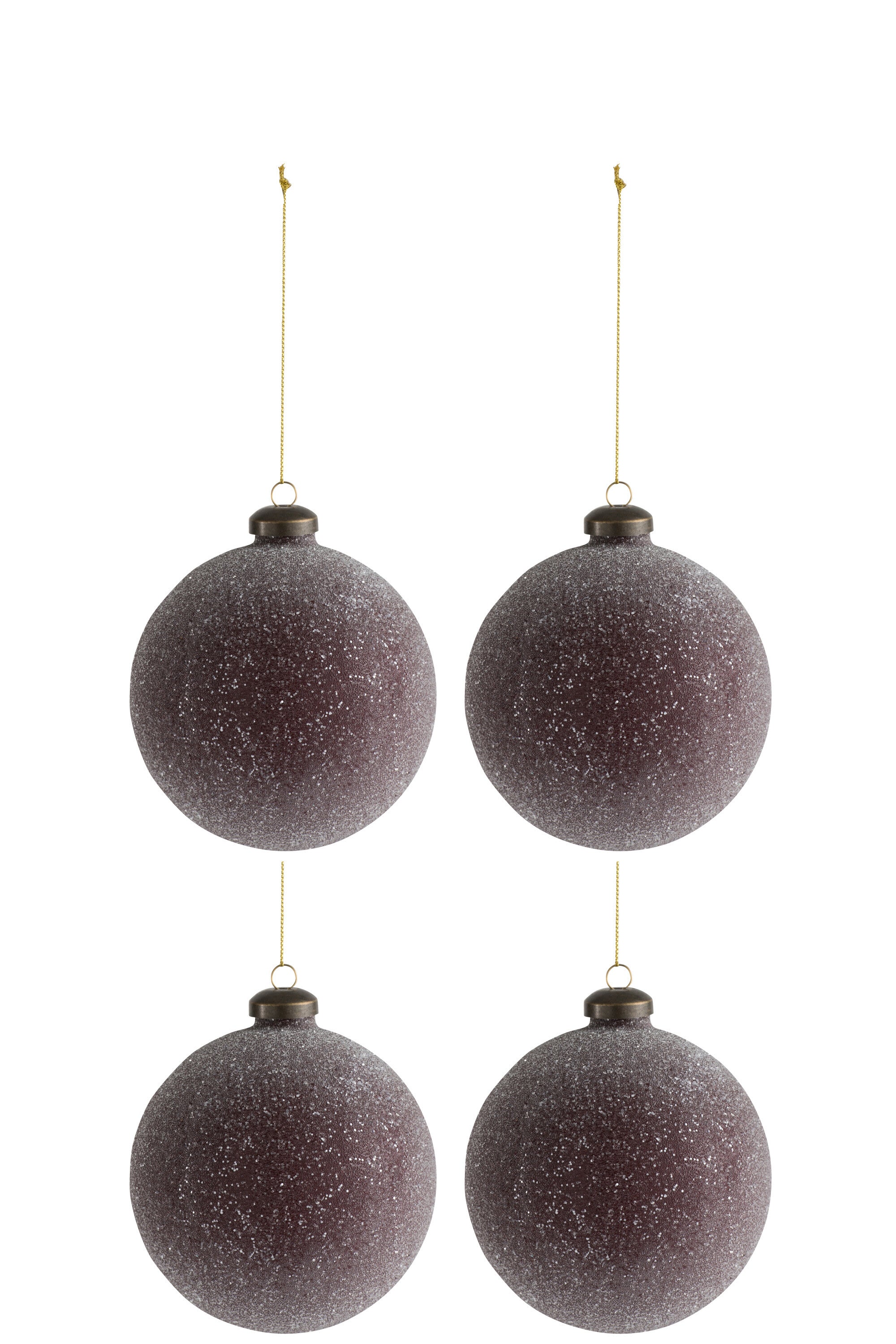 Doos van 4 kerstbalparels glas Bordeaux medium