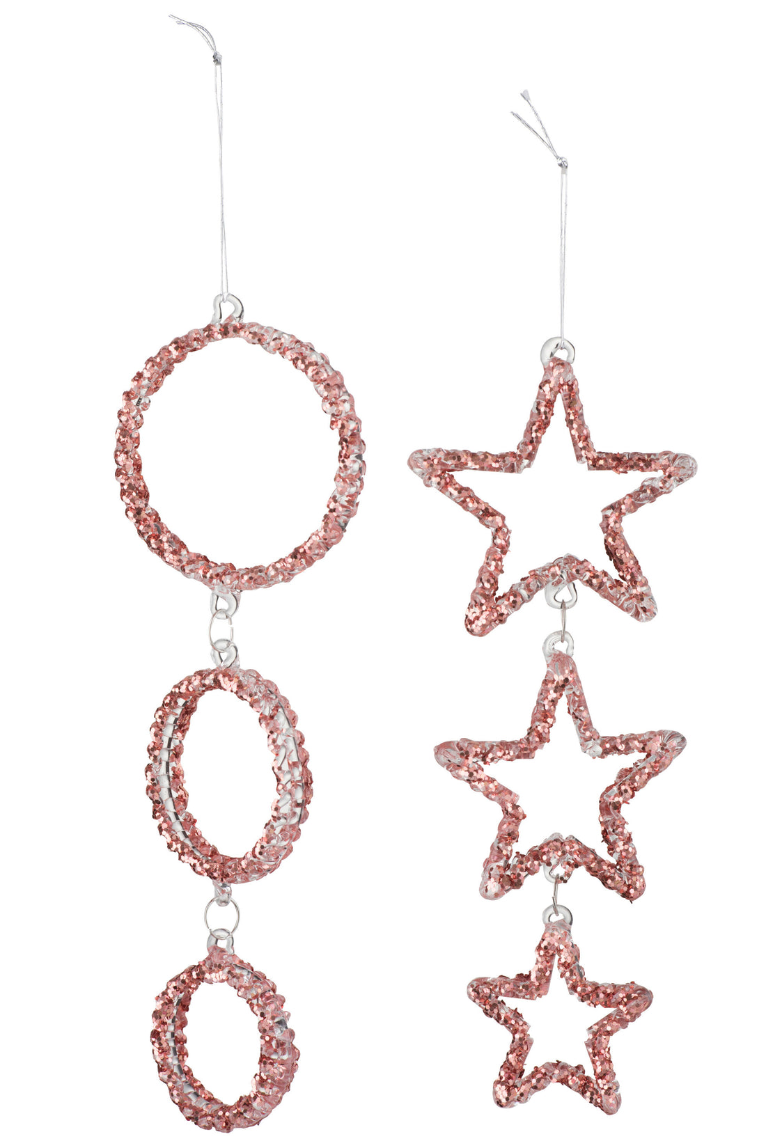 Hanger Cirkel/Ster Glas Glitter Koper Assortiment Van 2