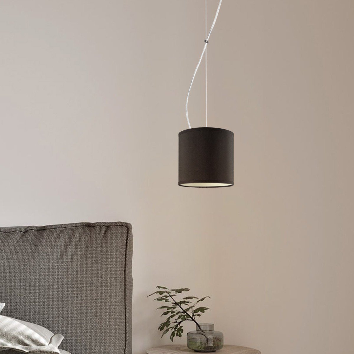 hanglamp Deluxe met lampenkap, E27, zwart, 16cm