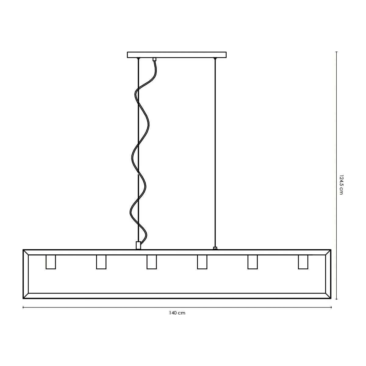 Hanglamp Dito 6 lichts - Zwart - 140x18x124cm