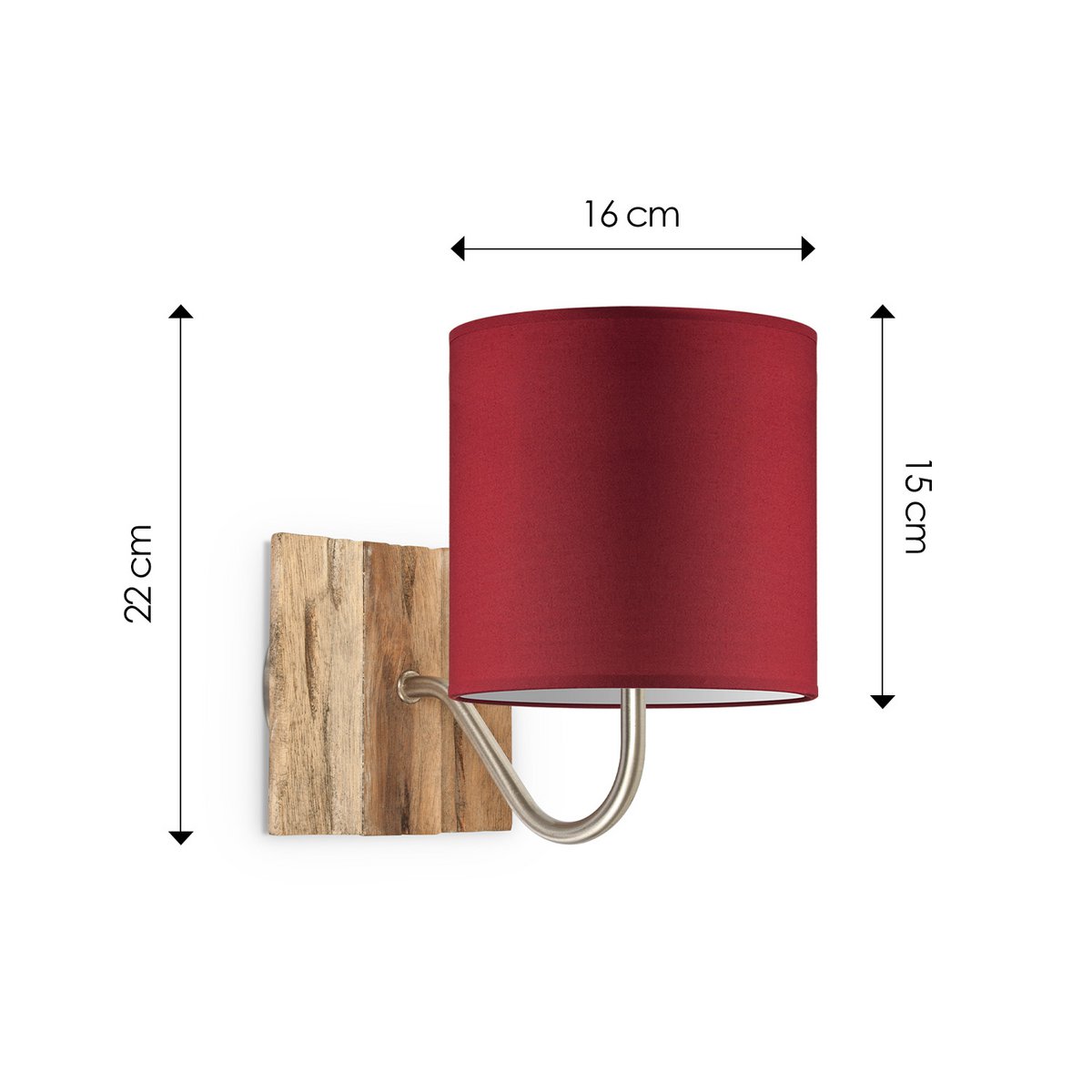 Wandlamp - Drift inclusief Lampenkap E27 rood 16x15cm