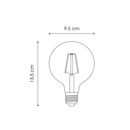 dimbare LED Globe Deco E27 G95 6W 550Lm 2700K Amber