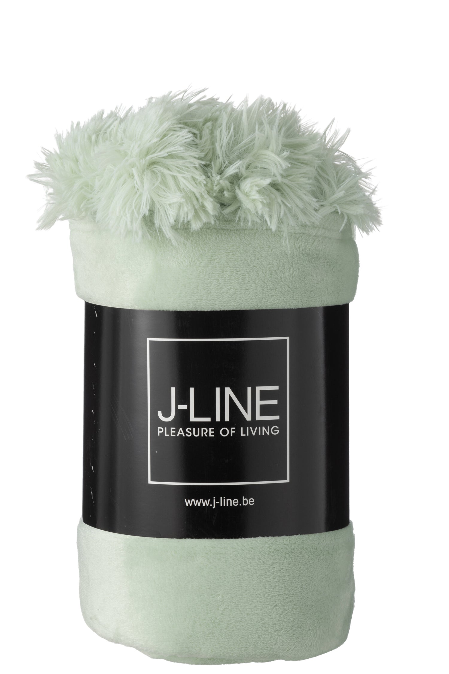 J-Line Plaid Pompom - polyester - licht groen - 170 x 130 cm