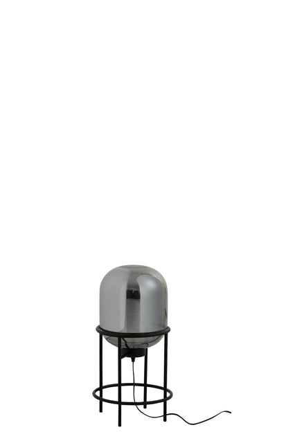 J-Line Lamp Op Voet Sasha Glas/Metaal Zilver/Zwart Small