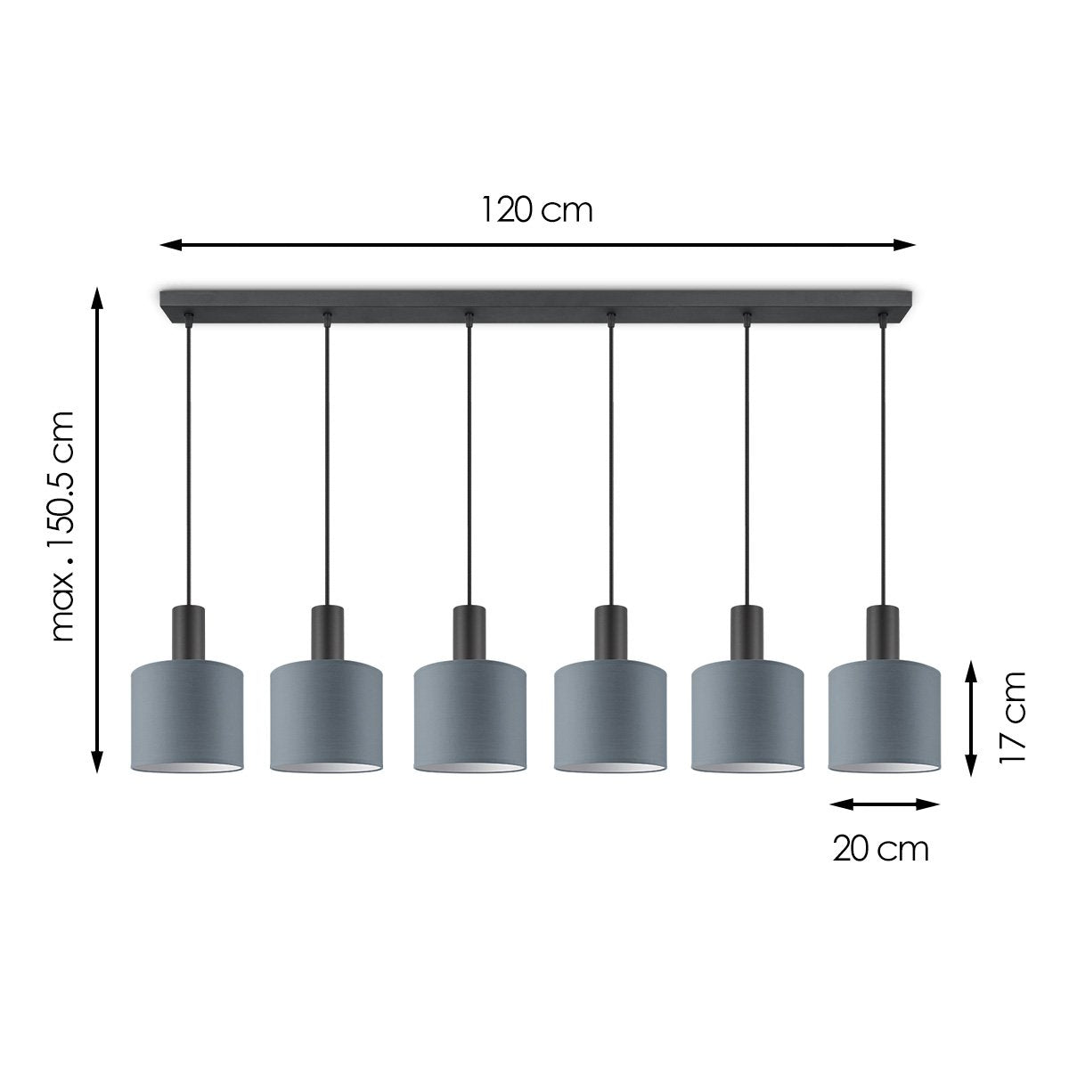 hanglamp Bling-Xxl Beam 6L-Grijs-20cm