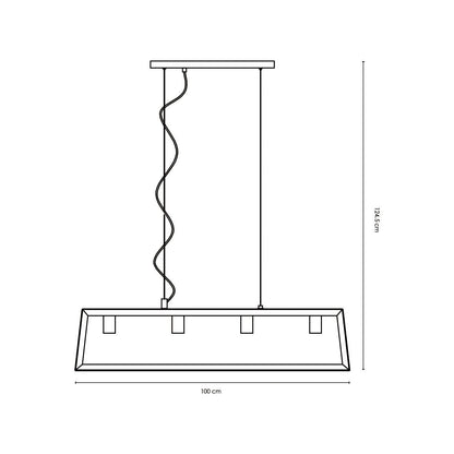 Hanglamp Dito 4 lichts - Zwart - 100x20x124cm