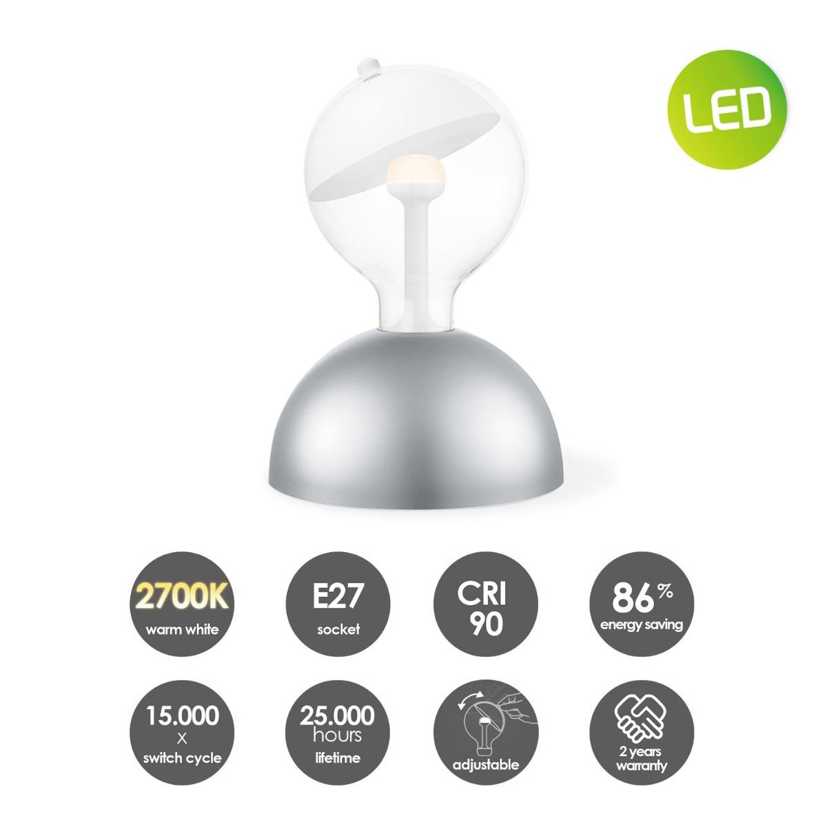 Hanglamp Move Me - Bumb Sphere 5.5W 2700K grijs-wit