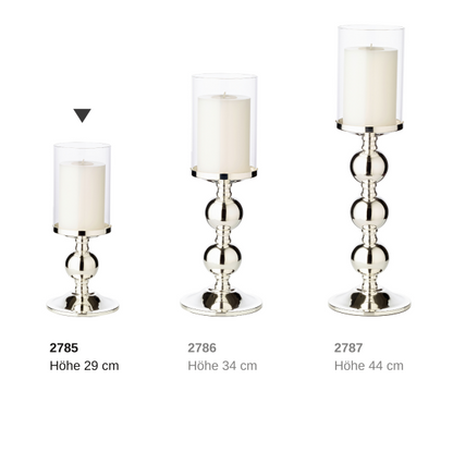 EDZARD kandelaar Bamboe, elegant verzilverd, aanslagbestendig, met glas, hoogte 28,5 cm