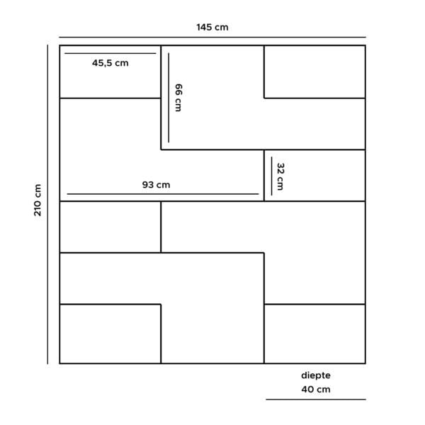 Vakkenkast Huub Hout 210 x 145 cm – Roomdivider