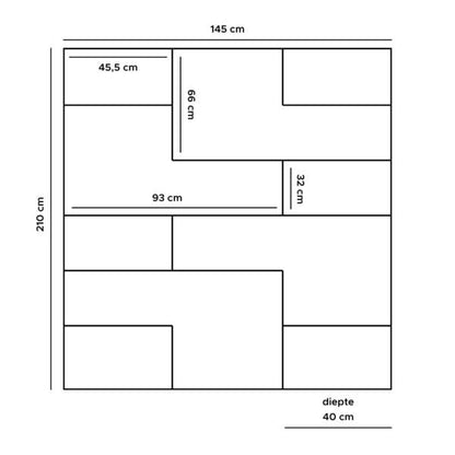 Vakkenkast Huub Hout 210 x 145 cm – Roomdivider