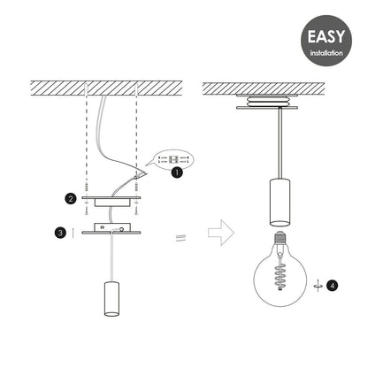 Verlichtingspendel Pulley - Grijs - 12x12x154 cm