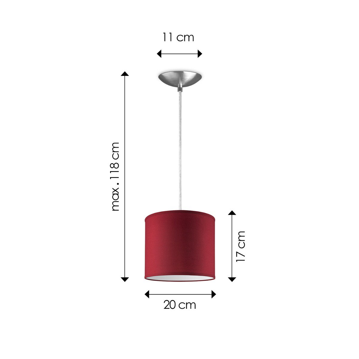 hanglamp Bling met lampenkap, E27, rood, 20cm