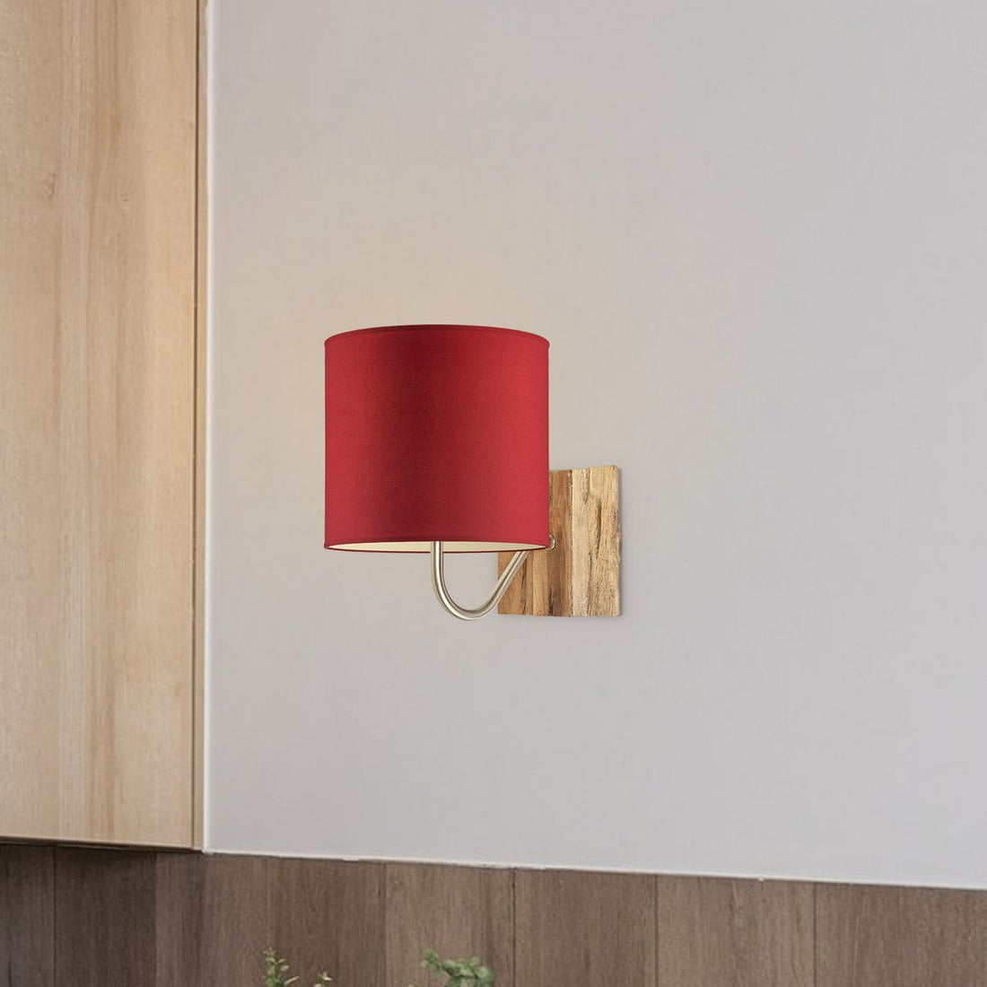 Wandlamp - Drift inclusief Lampenkap E27 rood 20x17cm