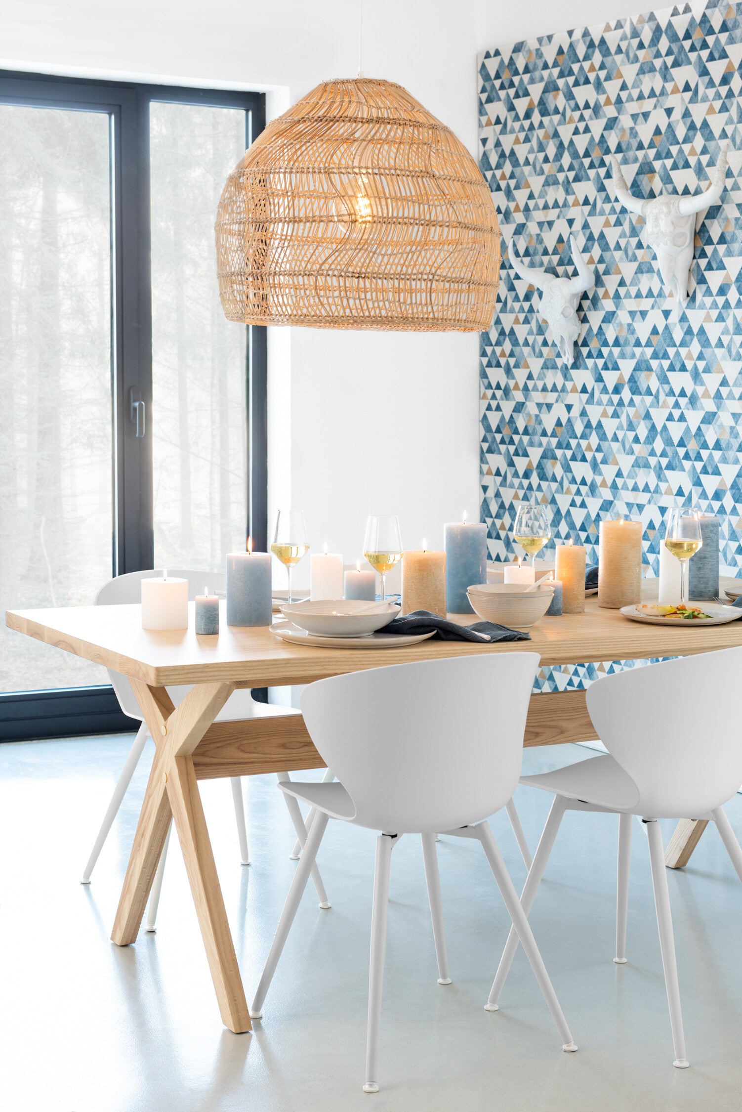 Schedel Hert Hangend Polyresin Wit Groot