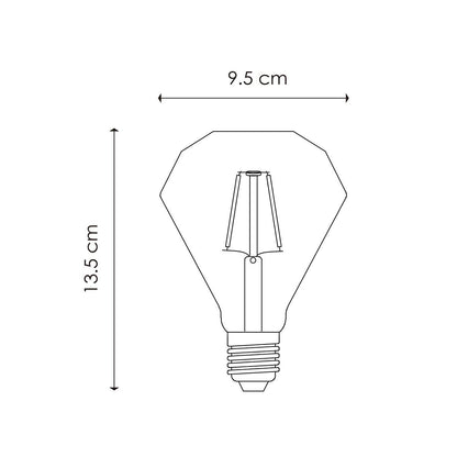 dimbare Led Diamond Deco E27 D95 4W 350Lm 3000K Helder