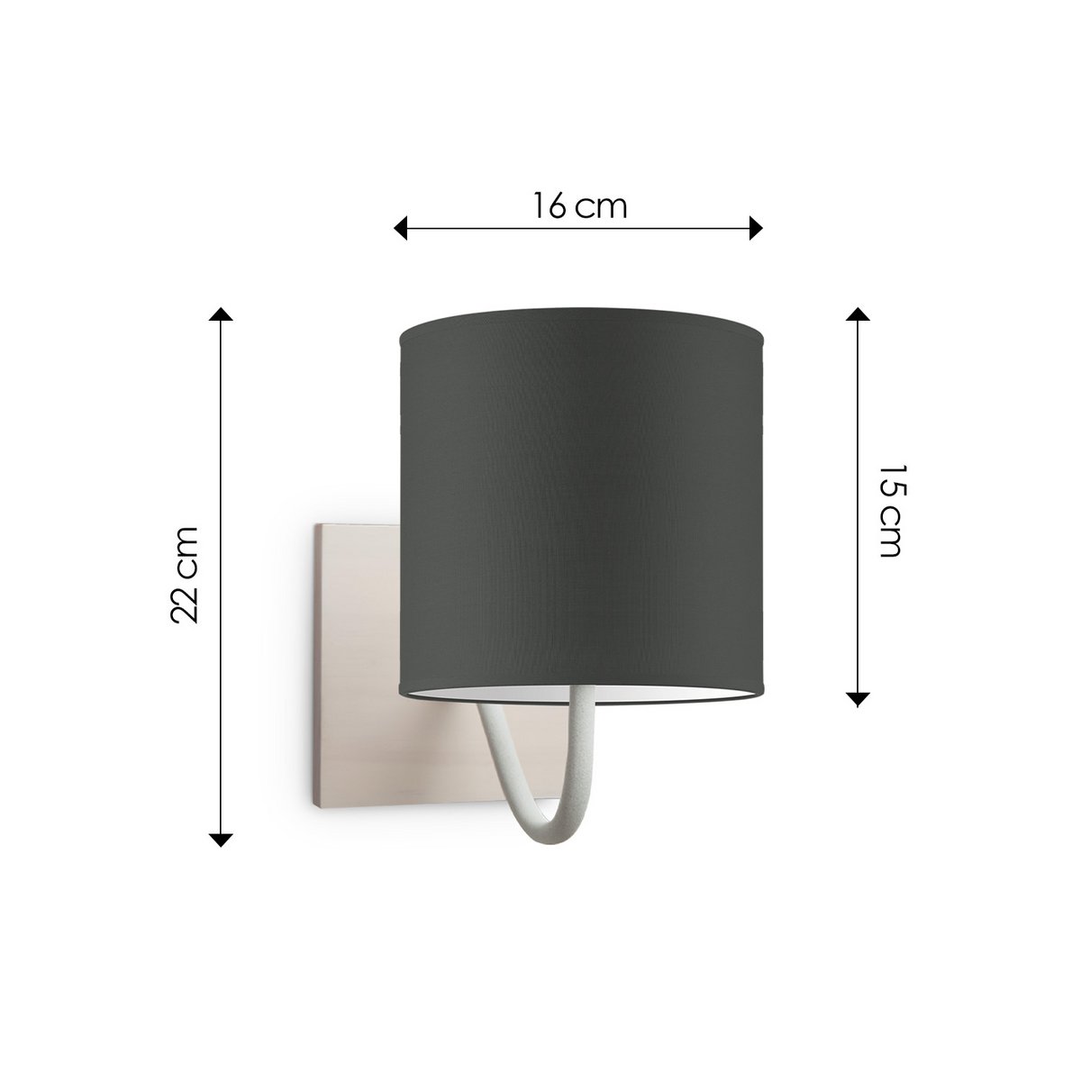 Wandlamp - Beach E27 Lampenkap antraciet 16cm