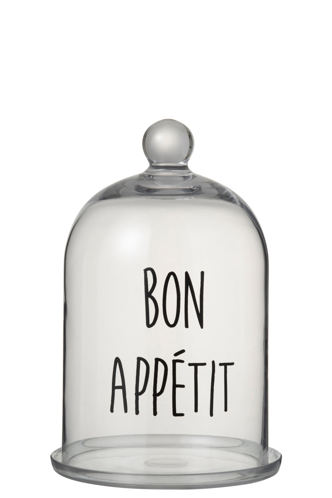 Glazen Bel Bon Appetit Rond Glas Transparant/Zwart