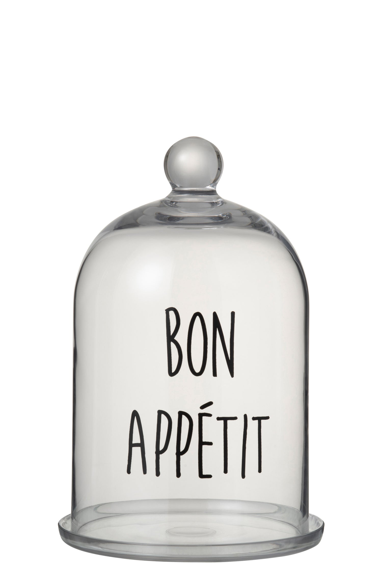 Glazen Bel Bon Appetit Rond Glas Transparant/Zwart