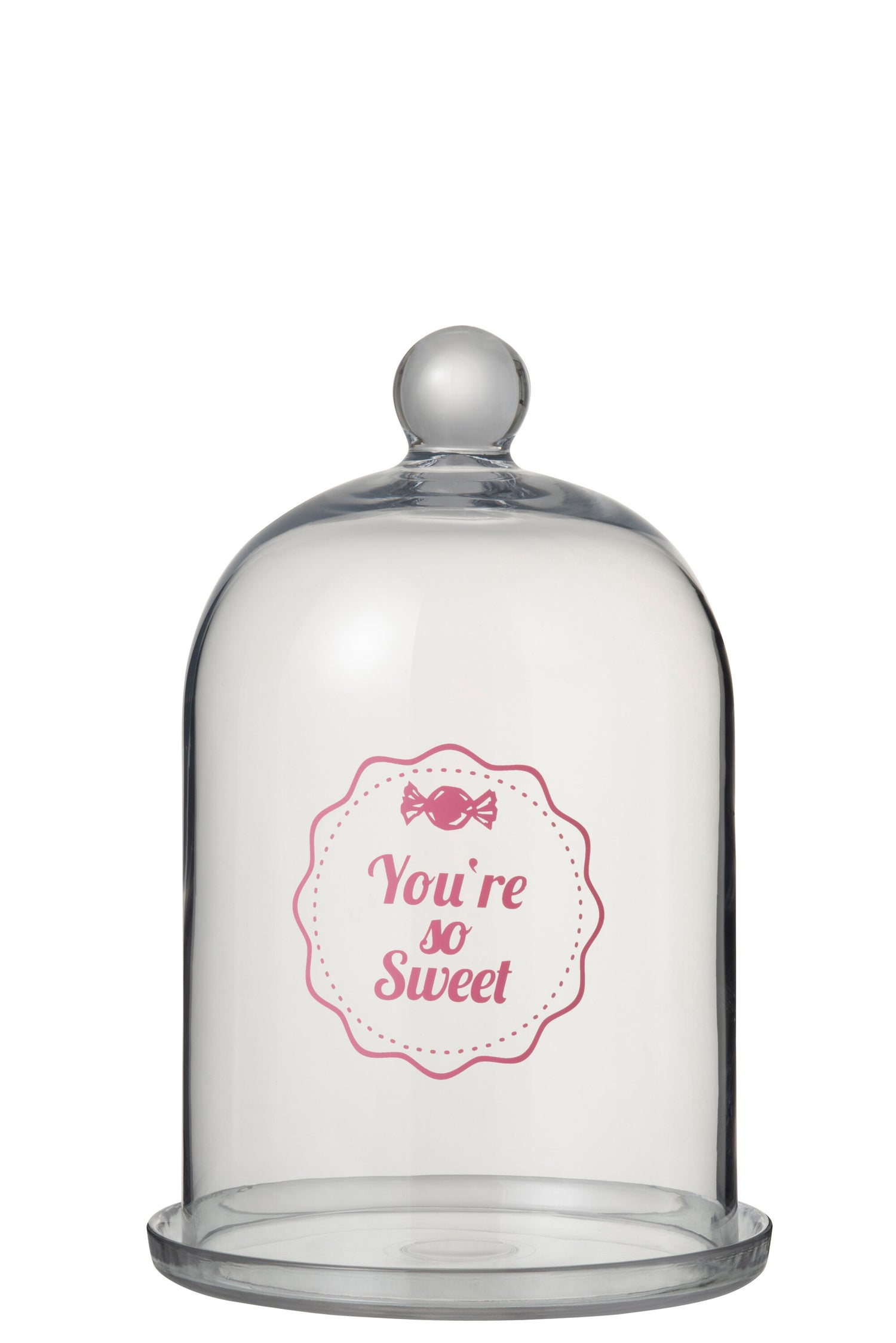 Glazen Bel Snoepwinkel Ronde Glazen Transparant/Roze