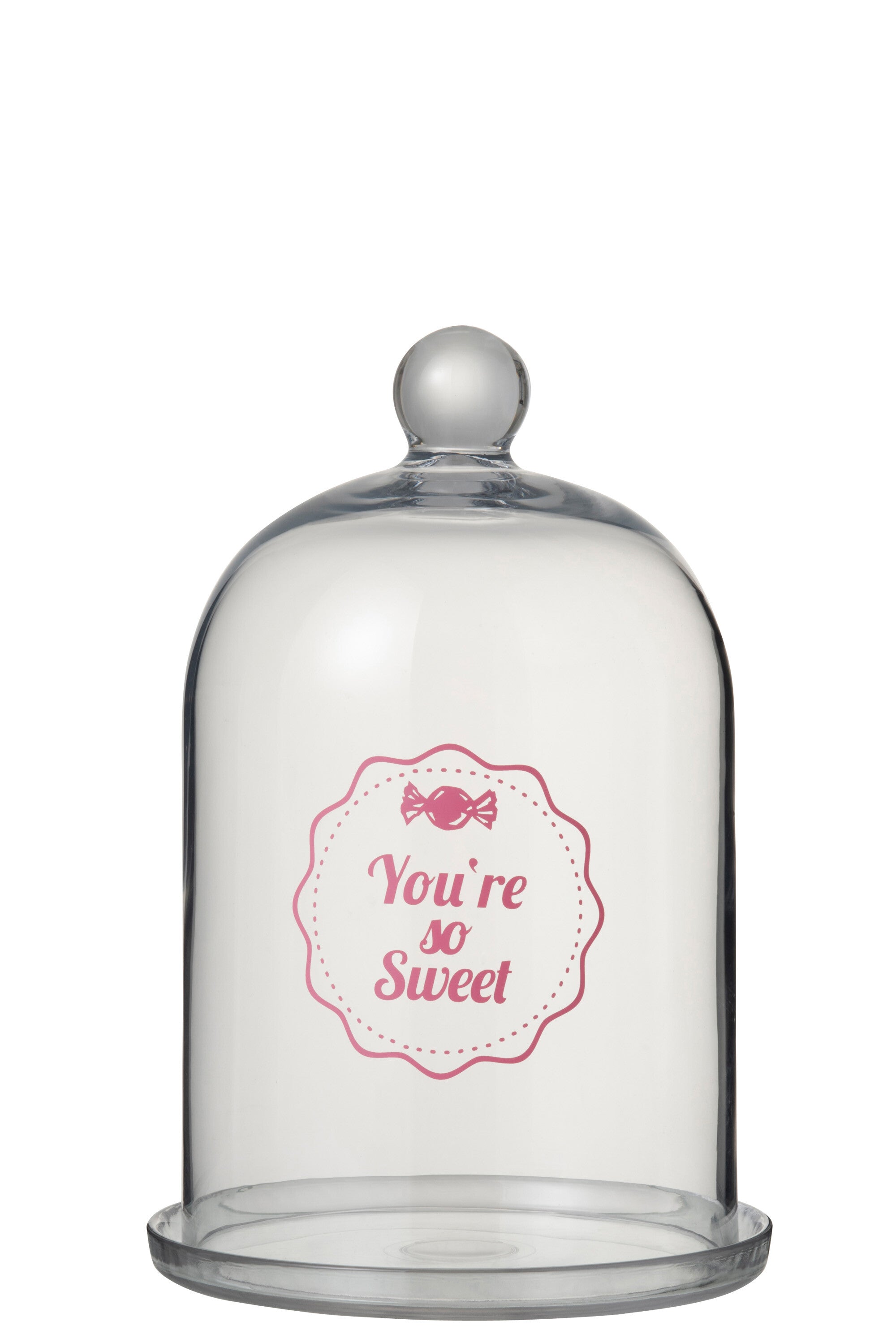 Glazen Bel Snoepwinkel Ronde Glazen Transparant/Roze