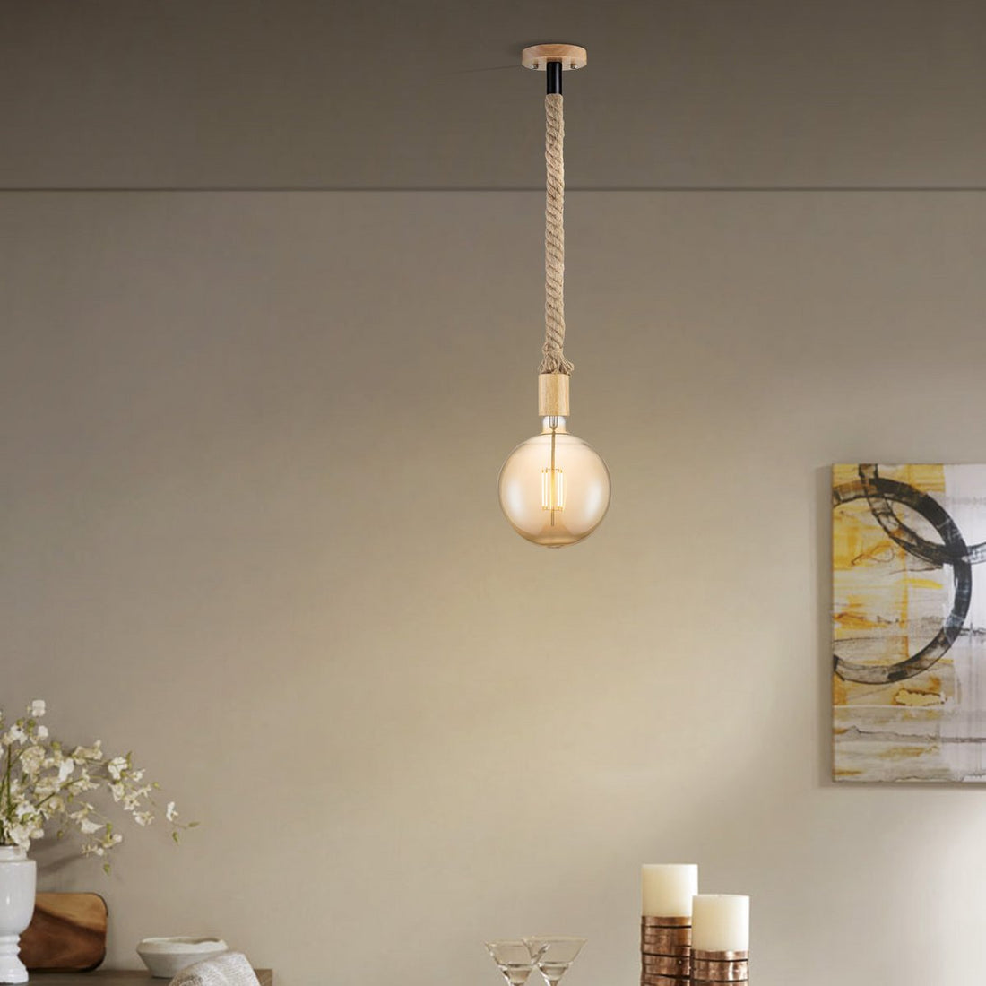 hanglamp Leonardo Globe - G180 - dimbaar E27 amber