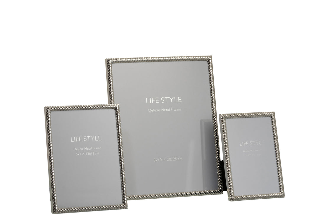 J-Line Fotolijst - Fotokader Schuin Lijnen 20x25 Metaal Zilver L