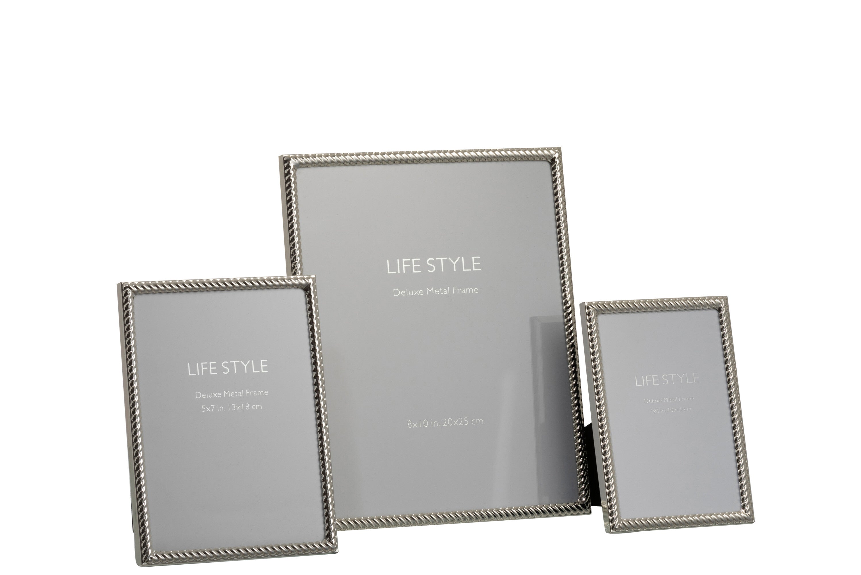 J-Line Fotolijst - Fotokader Schuin Lijnen 20x25 Metaal Zilver L